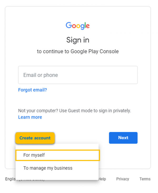 How to create a Google Developer Account Support