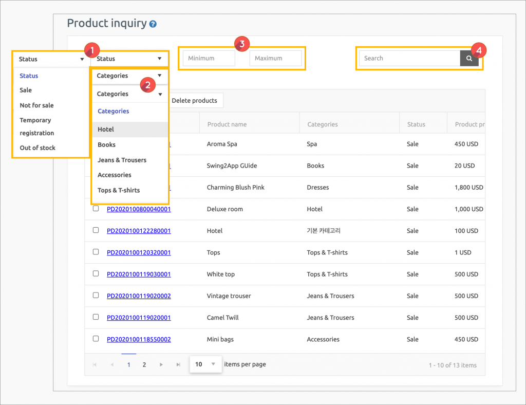 Product Management- Product Inquiry, Reservation Product Inquiry – Support