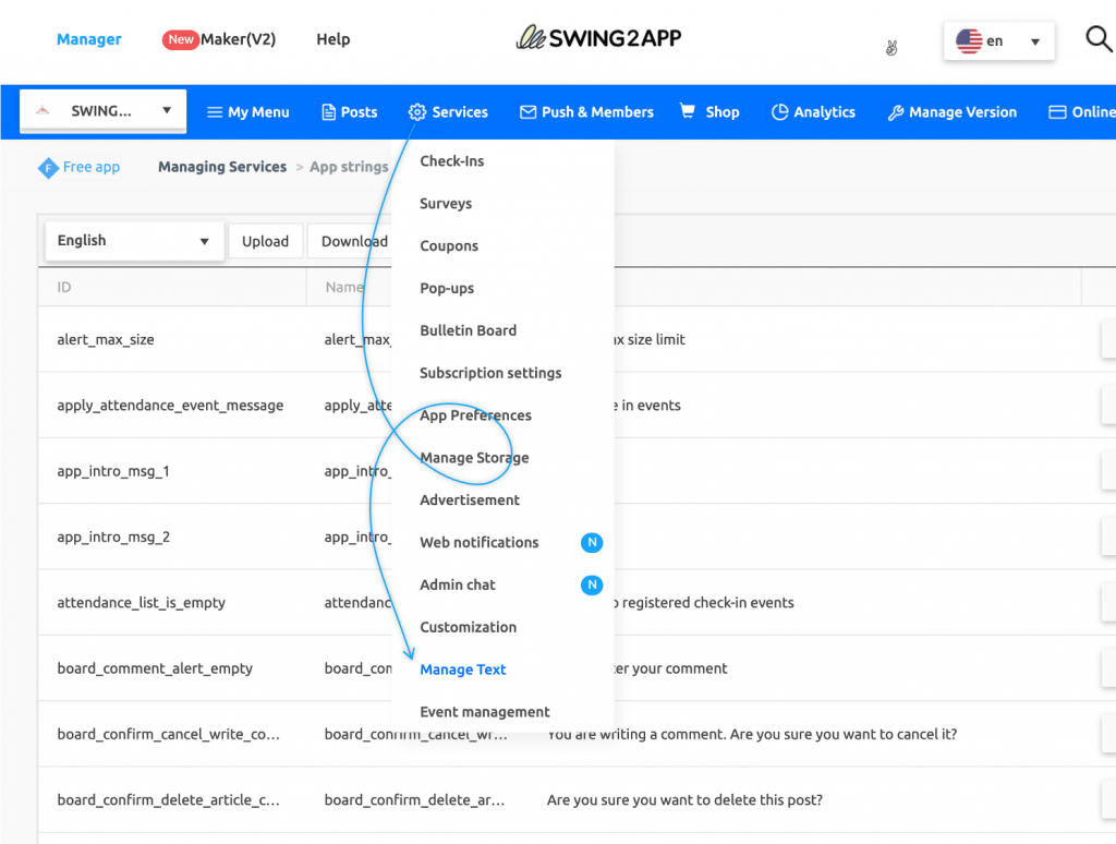 App string management – Support