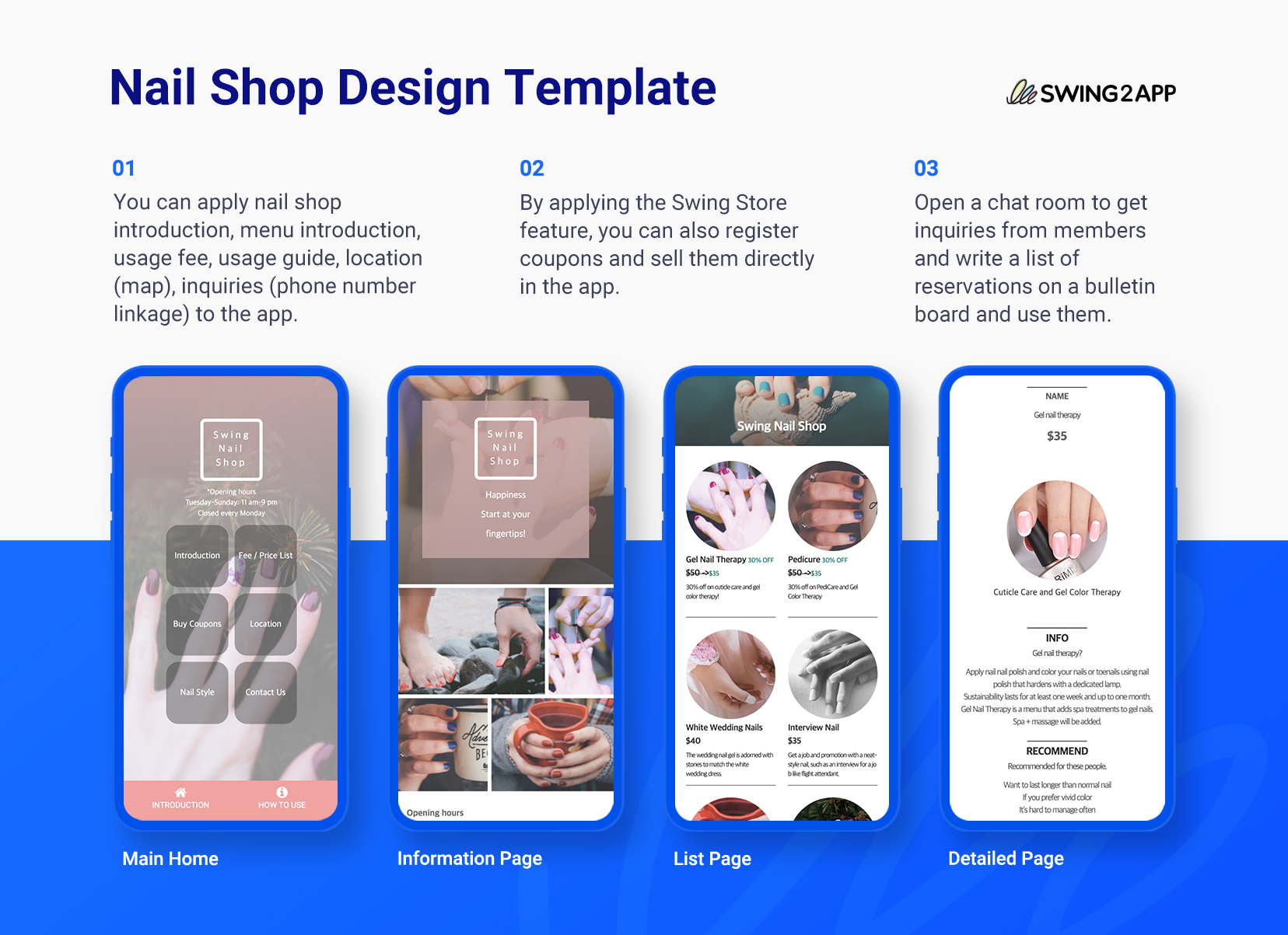 nail shop mobile app design template