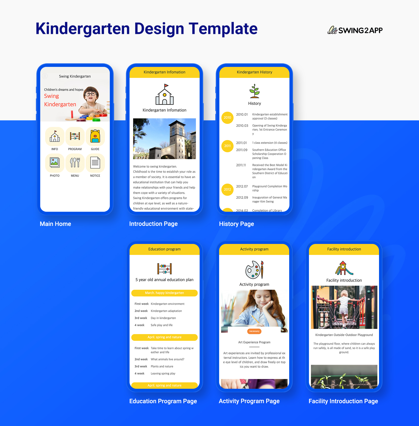 playschool or kinder garden mobile app template